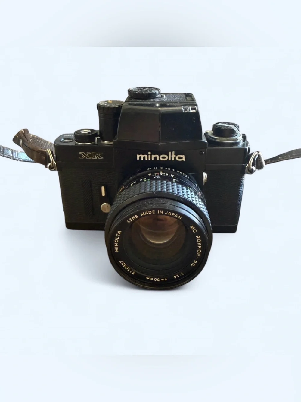 Minolta XK Film Camera w/ MC Rokkor 1:14 Lens & Leather Bag *Needs Repair*